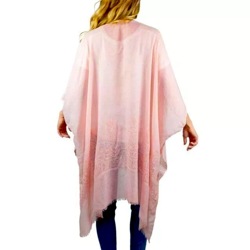 TIME and TRU Embroidered Lace Pink Patchwork Kimono Casual Cardigan Coverup S/M